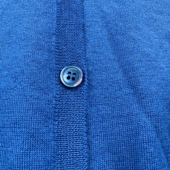 Eric Bompard Cashmere Cardigan Sweater Medium Blue V-Neck Long Sleeve Pockets - Picture 5 of 13
